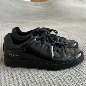 Rag & Bone Glossy Black Low-Top Sneakers
